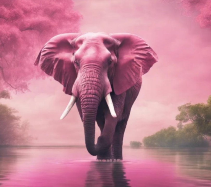 A pink elephant representing an imagined object